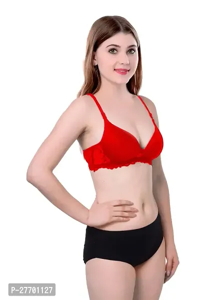 Women Cotton Bra Panty Set for Lingerie Set Pack of 1  Color : Red-thumb3