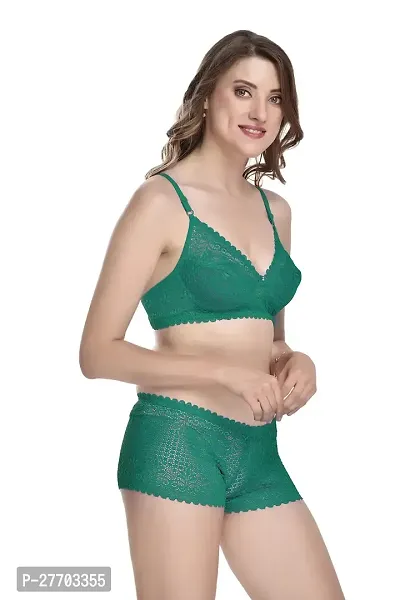 Women Cotton Bra Panty Set for Lingerie Set Pack of 3  Color : Green,Black,Maroon-thumb2