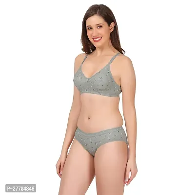 Women Cotton Bra Panty Set for Lingerie Set Pack of 2  Color : Grey,Green-thumb4