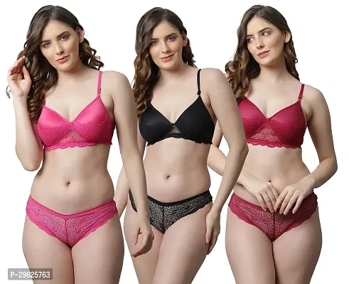 Classy Cotton Solid Lingerie Set For Women Pack of 3-thumb0