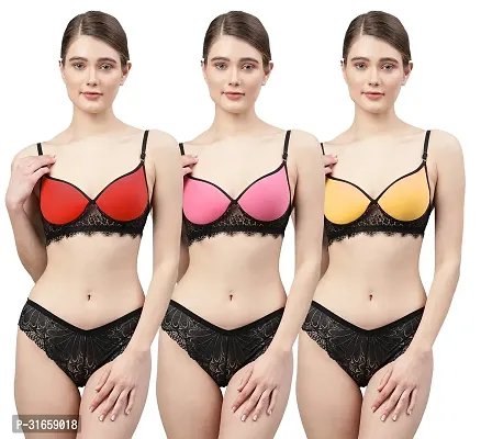 Stylish Bra and Panty for Women Pack of 3-thumb0