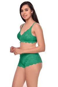 Women Net Bra Panty Set for Lingerie Set Pack of 2  Color : Green,Blue-thumb3