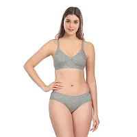 Women Cotton Bra Panty Set for Lingerie Set Pack of 2  Color : Grey,Green-thumb1