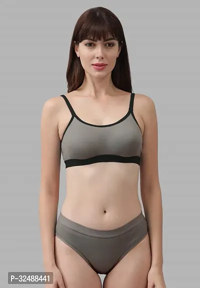 Stylish Cotton Solid Bra and Panty Set for Women-thumb0