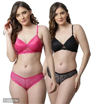 Classy Cotton Solid Lingerie Set For Women Pack of 2-thumb0