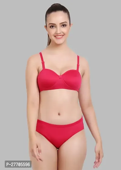 Women Cotton Bra Panty Set for Lingerie Set Pack of 1  Color : Red-thumb0