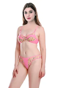 Women Cotton Bra Panty Set for Lingerie Set Pack of 1  Color : Pink-thumb2