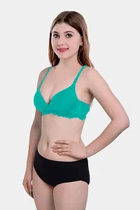 Women Cotton Bra Panty Set for Lingerie Set Pack of 2  Color : Green,Red-thumb2