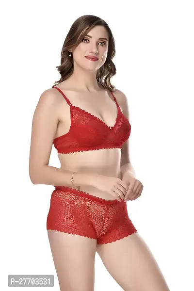 Women Cotton Bra Panty Set for Lingerie Set Pack of 2  Color : Red,Blue-thumb2