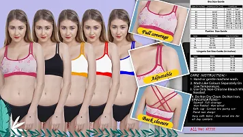 Women Cotton Bra Panty Set for Lingerie Set Pack of 4  Color : Pink,Black,Yellow,Red-thumb4