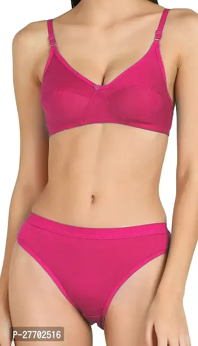 Women Cotton Bra Panty Set for Lingerie Set Pack of 1  Color : Pink-thumb5