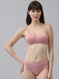 Women Cotton Bra Panty Set for Lingerie Set Pack of 1  Color : Pink-thumb4