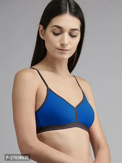 Stylish Blue Cotton Solid Bras For Women-thumb2