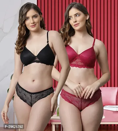 Classy Cotton Solid Lingerie Set For Women Pack of 2-thumb0