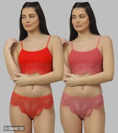 Classy Cotton Solid Lingerie Set For Women Pack of 2-thumb0