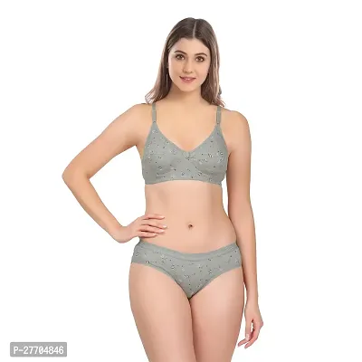 Women Cotton Bra Panty Set for Lingerie Set Pack of 2  Color : Grey,Green-thumb2