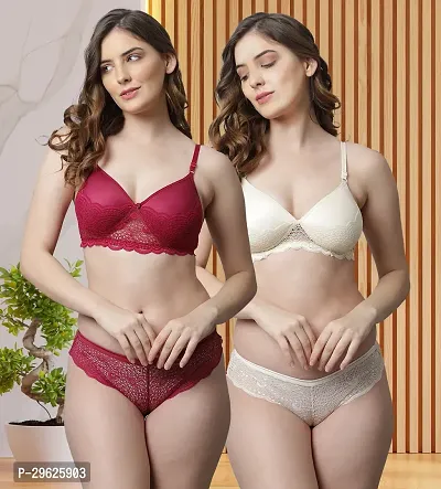 Classy Cotton Solid Lingerie Set For Women Pack of 2-thumb0