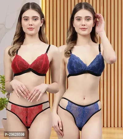 Classy Cotton Solid Lingerie Set For Women Pack of 2-thumb0