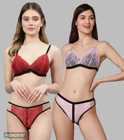 Classy Cotton Solid Lingerie Set For Women Pack of 2-thumb0