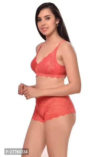 Women Net Bra Panty Set for Lingerie Set Pack of 2  Color : Red,Maroon-thumb4