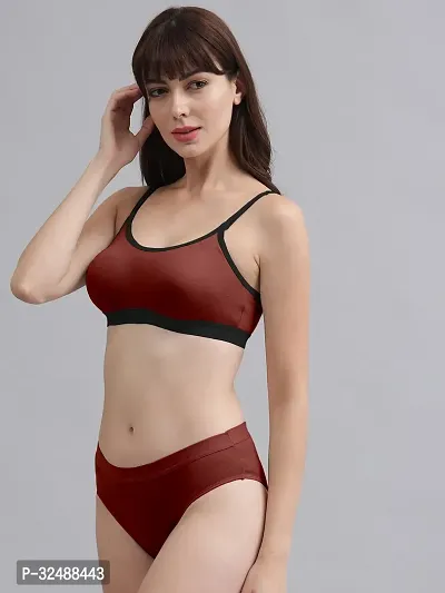 Stylish Cotton Solid Bra and Panty Set for Women-thumb3