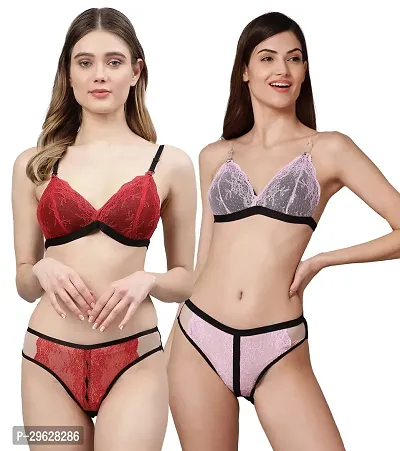 Classy Cotton Solid Lingerie Set For Women Pack of 2-thumb0