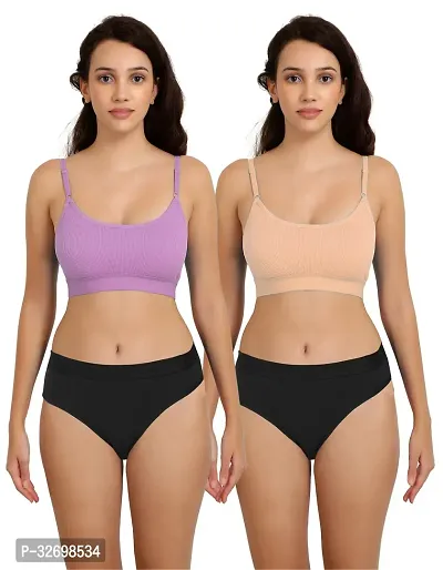 Stylish Cotton Bra And Panty Set For Women Pack Of 2