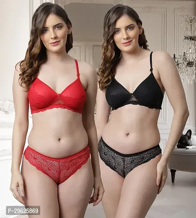 Classy Cotton Solid Lingerie Set For Women Pack of 2-thumb0