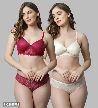 Classy Cotton Solid Lingerie Set For Women Pack of 2-thumb0