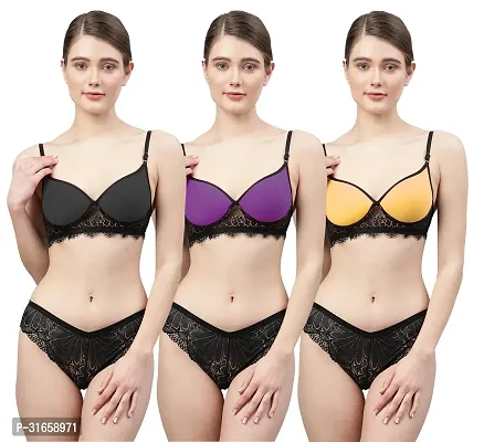 Stylish Bra and Panty for Women Pack of 3-thumb0