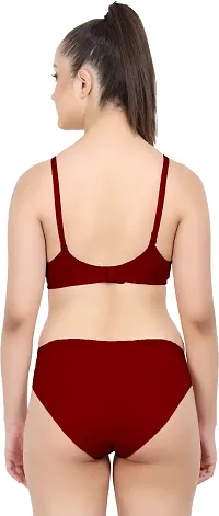 Women Cotton Bra Panty Set for Lingerie Set Pack of 1  Color : Maroon-thumb3