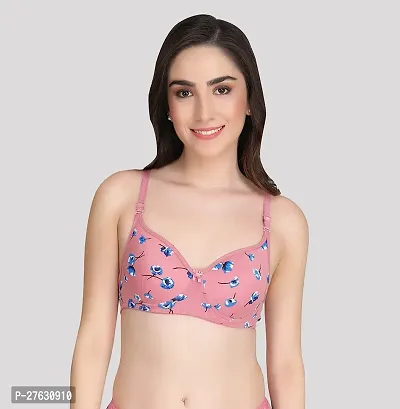 Stylish Pink Cotton Solid Bras For Women-thumb0