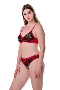 Women Cotton Bra Panty Set for Lingerie Set Pack of 1  Color : Red-thumb2