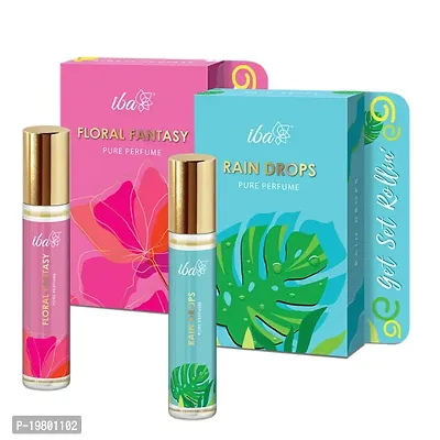 Iba Rain Drops - Floral Fantasy Pure Perfume Combo l Alcohol Free, Long Lasting l Vegan  Cruelty Free