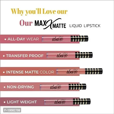 Iba Maxx Matte Liquid Lipstick Shade - Beautiful Mauve 2.6ml | Transfer proof | Velvet Matte Finish | Highly Pigmented and Long Lasting | Full Coverage | Non-Dryiny-thumb2