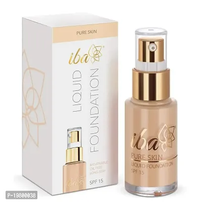 Iba Pure Skin Liquid Foundation - Natural Beige, 30ml | Full Coverage l Long Lasting | Lightweight l Oil Free Dewy Finish | SPF 15 | 100% Natural Vegan  Cruelty Free-thumb0