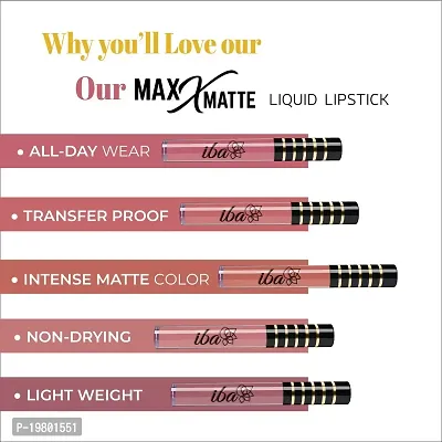 Iba Maxx Matte Liquid Lipstick Shade - Caramel Nude, 2.6ml | Transfer proof | Velvet Matte Finish | Highly Pigmented and Long Lasting | Full Coverage | Non-Drying| 100% Vegan  Cruelty Free-thumb2