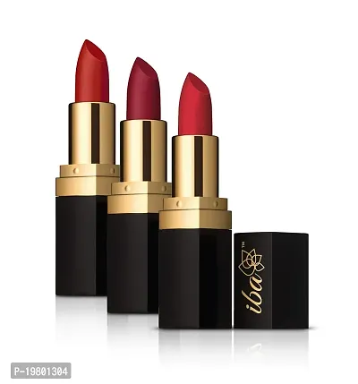 Iba Halal Care Lipstick Combo 5 - Festive Red Matte Long Stay, Red, 4 g (Pack of 3) l 100% Vegan  Natural l Highly Pigmented