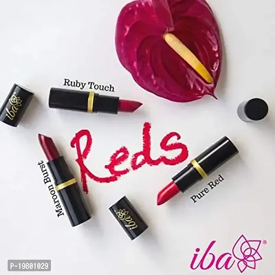 Iba Halal Care Cream Lipstick Combo -A65 Ruby Touch A62 Pure Red A72 Maroon Burst 4 g-Pack of 3-thumb3