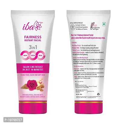 Iba 3in1 Wash, Scrub, Mask Fairness Instant Facial 100g with Rose Petals, Multani Mitti  Walnut For Scrub, Removes Tan, Fairness  Brightens Skin, Gives Instant Glow-thumb4