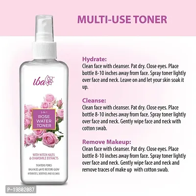 Iba 3-in-1 Rose Water Toner l With Chamomile  Witch Hazel Extracts l Restores Glow, Hydrates, Tightens Pores l 100% Natural Rose Fragrance l For All Skin Types-thumb5