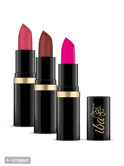 Iba Moisture Rich Pink Lipstick Combo Pack of 3 (A80 Pink Blush + A50 Dusky Rose + A75 Neon Crush Glossy) For Women Highly Pigmented, Long Lasting  Glossy Finish-thumb0