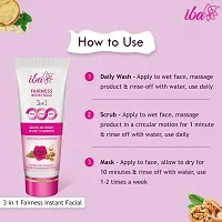 Iba 3in1 Wash, Scrub, Mask Fairness Instant Facial 100g with Rose Petals, Multani Mitti  Walnut For Scrub, Removes Tan, Fairness  Brightens Skin, Gives Instant Glow-thumb1