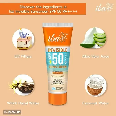 Iba Invisible Spf 50 Sunscreen Pa++++ For All Skin Types Gel Based Oil Free Matte Finish Paraben Free-thumb2