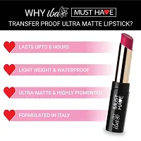 Iba Must Have Transfer Proof Ultra Matte Lipstick Shade 07 Pick Me Up, 3.2g | Enriched with Vitamin E and Cocoa Butter | Highly Pigmented and Long Lasting Matte Finish | Waterproof | 100% Vegan-thumb4