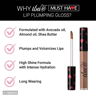 Iba Must Have Lip Plumping Gloss - Barely There 2.6ml | Enriched with Avocado Oil  Shea Butter | Lightweight Non-Sticky  Tinted Gloss Hydrating Lip Gloss | For Smooth  Shiny Lips | Instant Plumping and Nourishing Lips Gloss|-thumb4