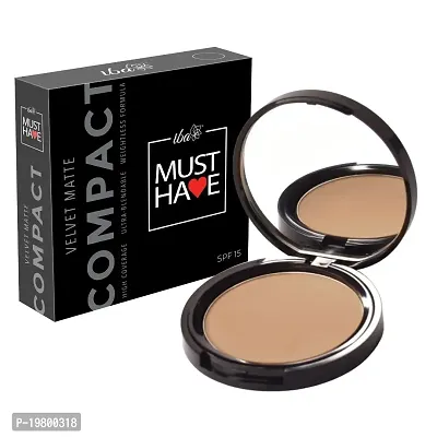 Iba Must Have Velvet Matte Pressed Compact Powder - Golden Sand 9g | High Coverage l Ultra Blendable l Face Makeup | Weightless Formula | SPF 15 | Oil Free Fresh Matte Finish look | 100% Natural Vegan  Cruelty-Free