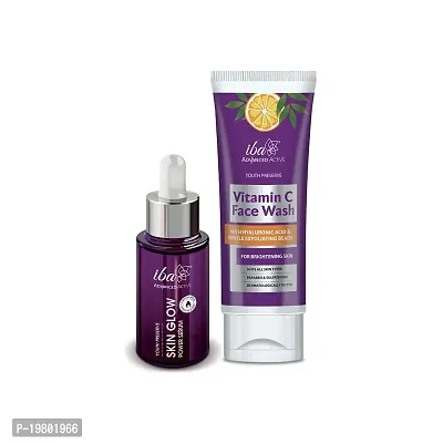 Iba Advanced Activs Vitamin C Face Wash + Skin Glow Power Serum Combo l No Sulfates  Parabens l For Glowing Skin