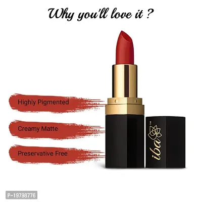 Iba Pure Lips Long Stay Matte Lipstick, M10 Red Brick, 4g l 100% Vegan  Natural l Highly Pigmentated l Long Lasting-thumb4