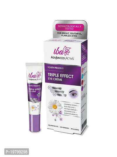 Iba Advanced Activs Youth Preserve Triple Effect Eye Cream, 15 ml l Brightens l Depuffs l Reduces Dark Circles l Dermatologically Tested